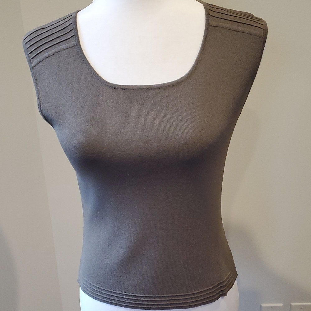 Elegant Dark Olive Sleeveless Top